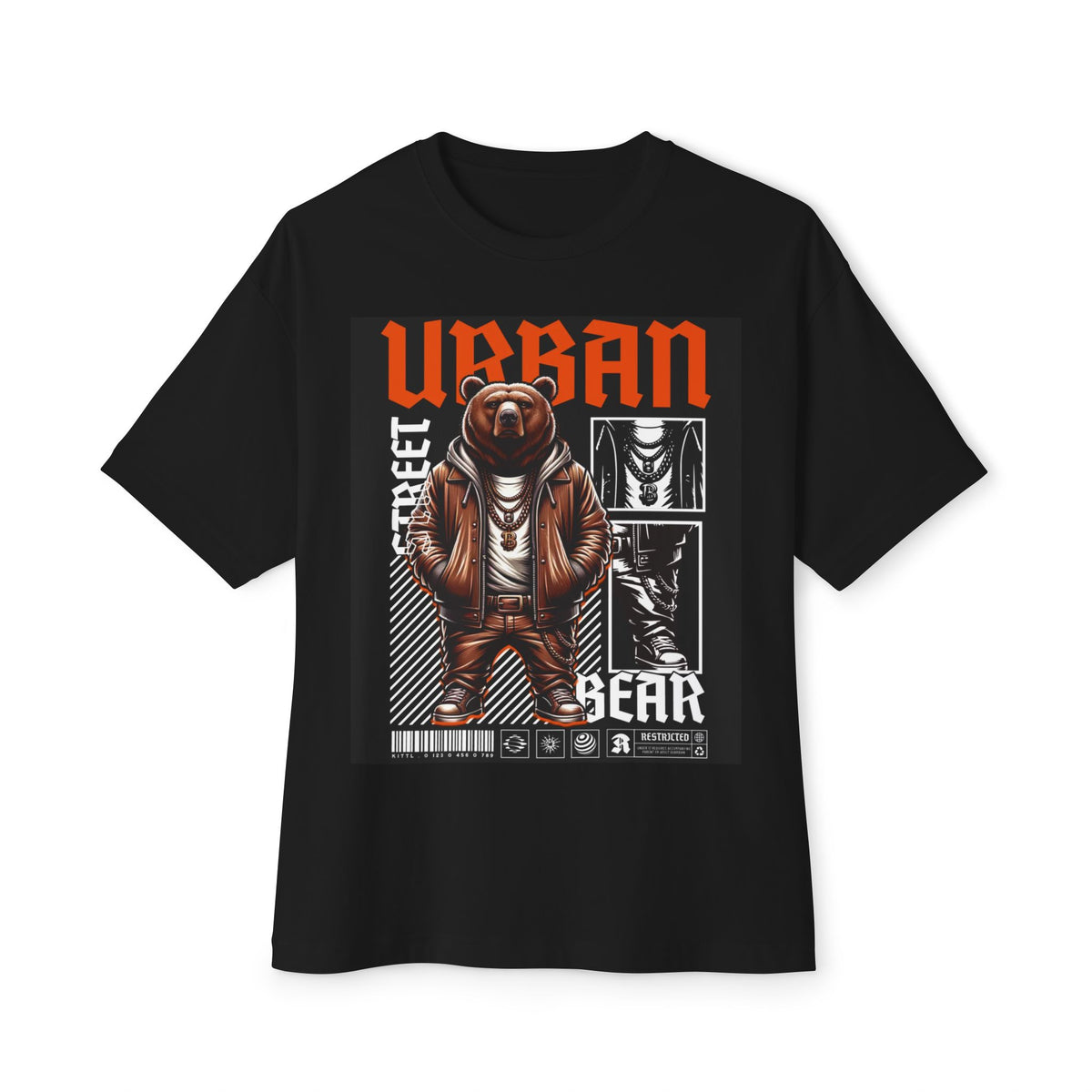 Urban Bear Graphic Tee - Unisex Oversized Boxy Style, Streetwear Fashion