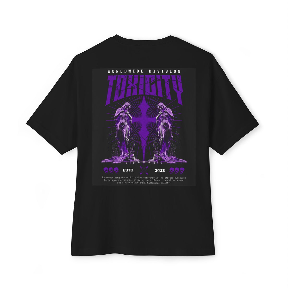 Unisex Oversized Tee with Toxicity Graphic - Casual Streetwear, Festival Outfit