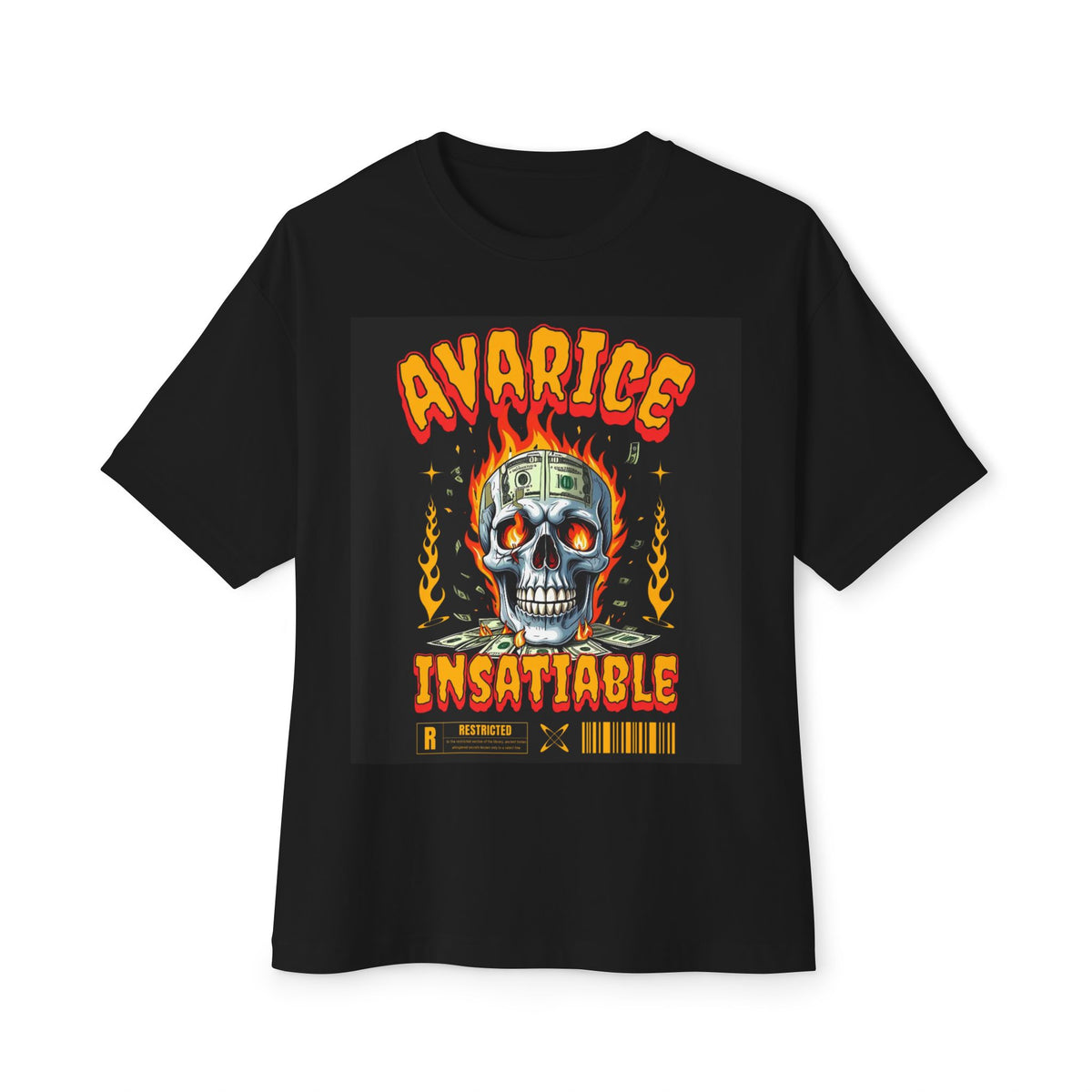Avarice Insatiable Graphic Tee - Unisex Oversized Boxy T-Shirt