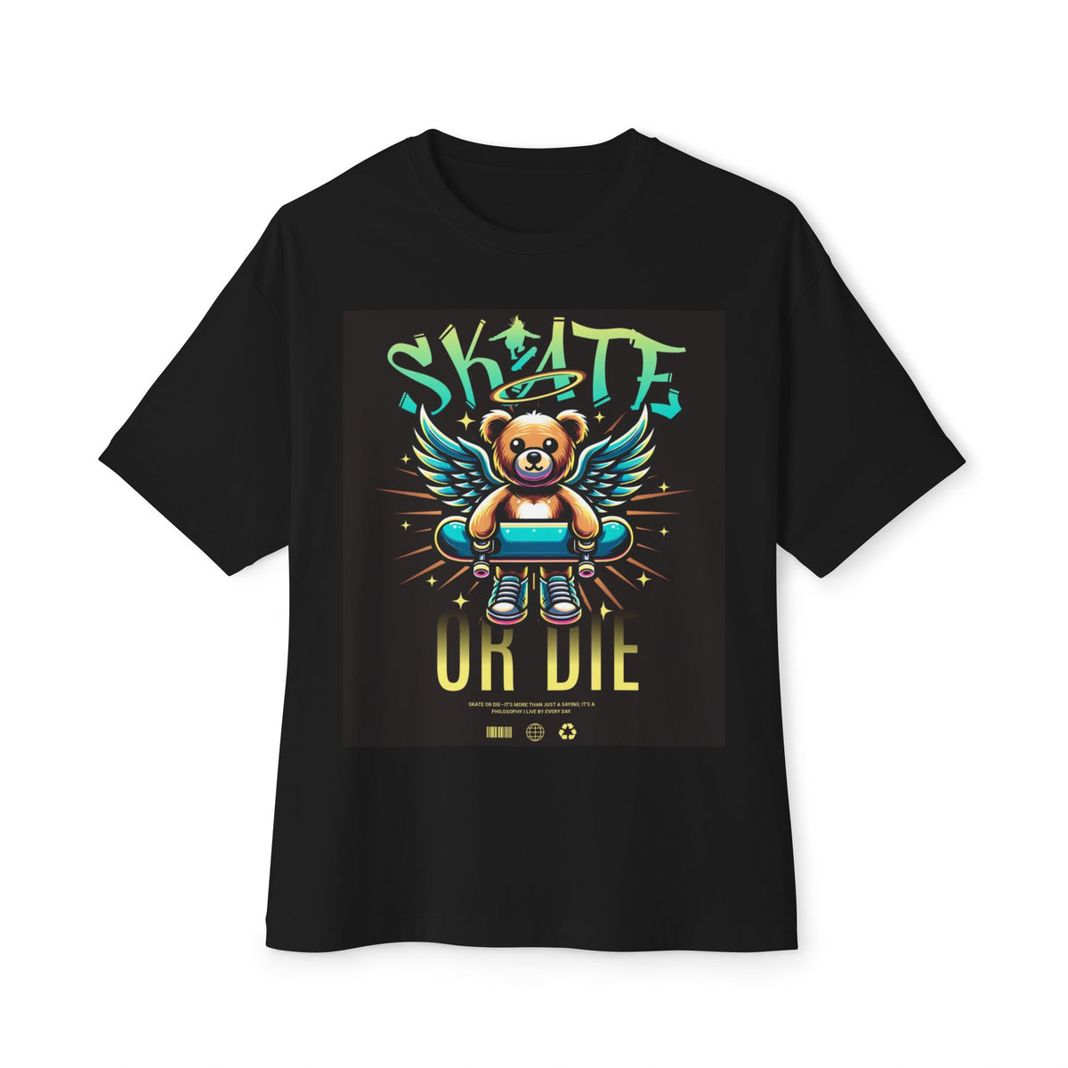 Skate or Die Graphic Tee, Fun Streetwear, Unisex Boxy Shirt, Casual Outfit, Gift for Skateboarders